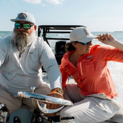 Two anglers fishing on a boat
