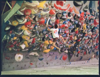 Jesse climbing in the gym.