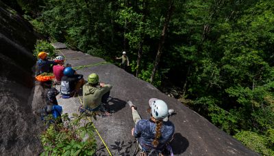 Sean Taft-Morales leading a Single Pitch Instructor course in the Blue Ridge Mountains.