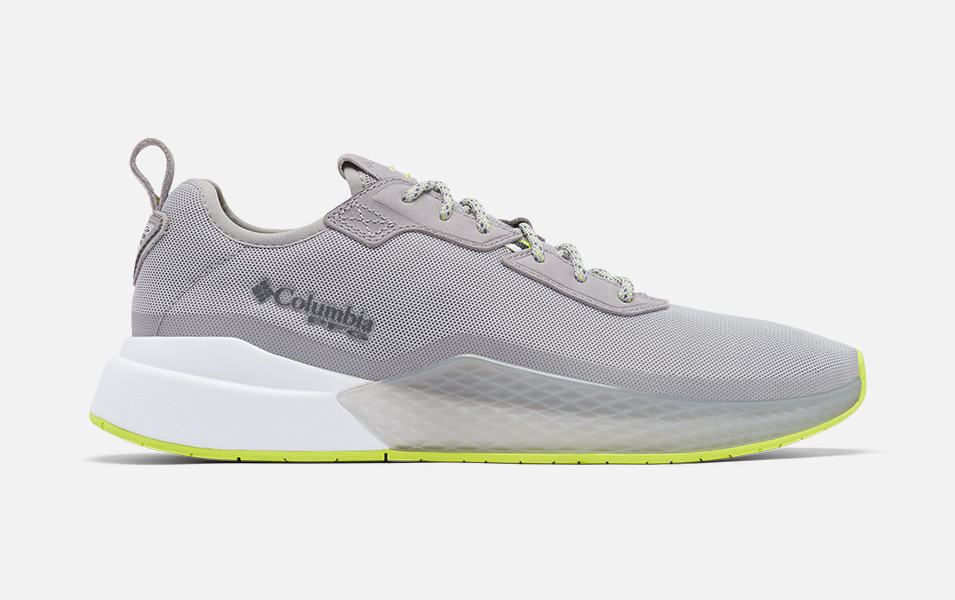 Product shot of Columbia Sportswear’s Men’s Low Drag PFG shoe set against a white background.