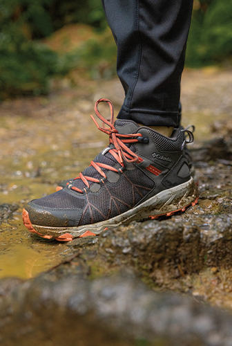 Hiking boot in the dirt