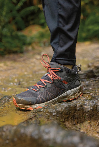 Hiking boot in the dirt