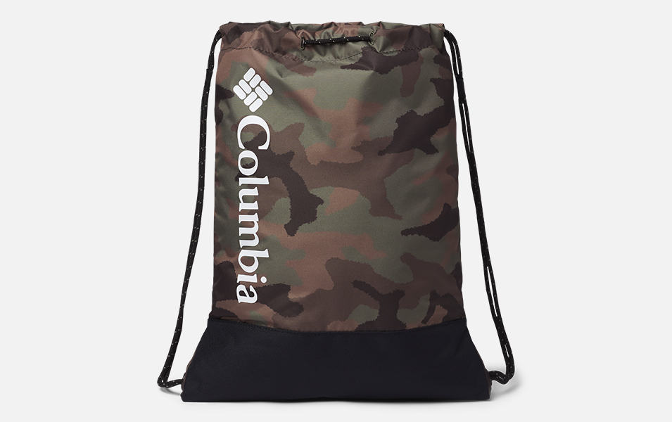 A product shot of Columbia Sportswear’s Drawstring Pack set against a white background.