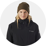 Close-up portrait of Cassie Sharpe in Columbia ski gear.
