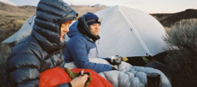 Comfy at camp in the Phantom sleeping bag.