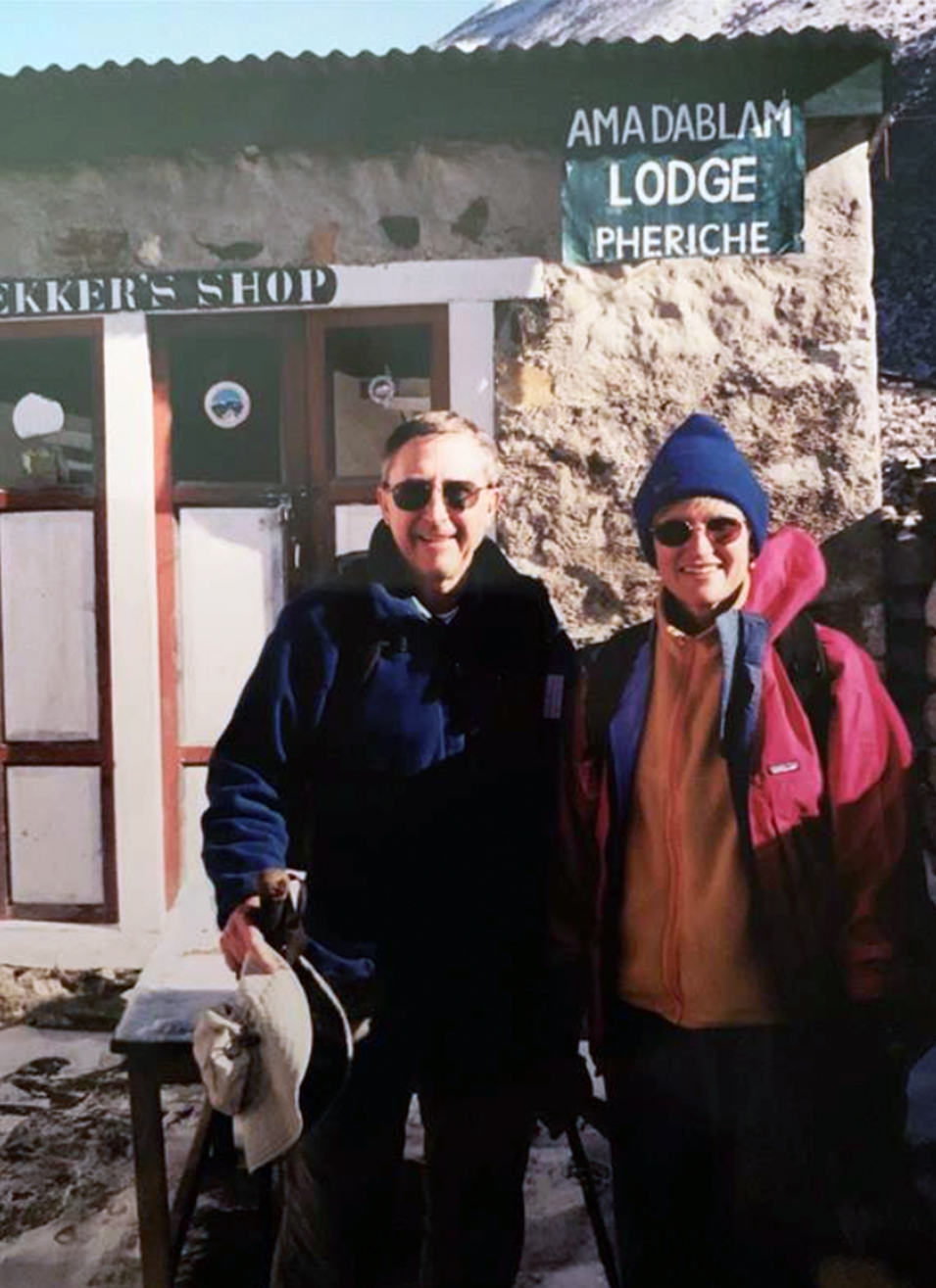 Linda Black Regnier stands next to her husband Jim during the Everest Base Camp trek in Nepal