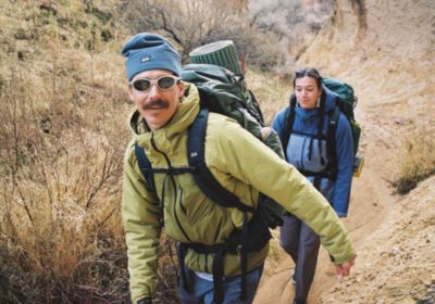Backpacking in Owyhee, Oregon wearing the Stretch Ozonic Insulated Jacket and PCT Pack.