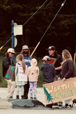 POW with young climate change protestors 