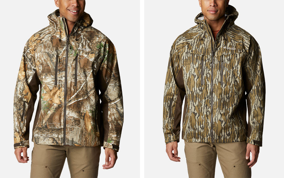 A side-by-side image of Columbia Sportswear’s jacket pictured in on the left and on the right. 