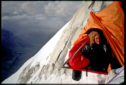 Room with a view. The late Sue Nott, and early Mountain Hardwear Athlete.