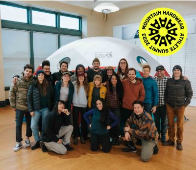 Mountain Hardwear 2023 Athlete Summit: Our whole athlete team pictured with some key MHW employees.