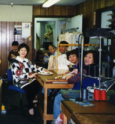 Our Sew Team: second to none. Lunch in our first sew room. From day one, the creative and talented folks in our on-site sewing room have been the heart of the company. Second to none. In the beginning, we were doing patterns and prototyping in-house. Today, the sew team focuses on warranty. They can do anything, fix anything. Make it new again. Their skillset and knowledge is incredible. Image: MHW Archives