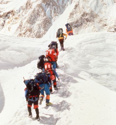 The unbound trust expedition teams have in each other as they inch their way up an 8,000-meter peak inspires the way we work together in the design process, encouraging a sense of partnership from start to finish. Because if we want to make gear for those climbing big mountains, we have to think like one. Image: MHW Archives.