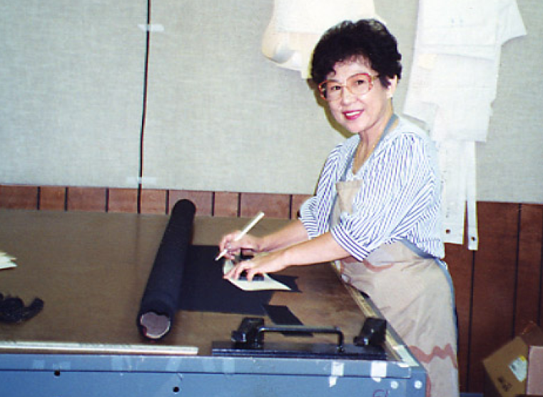 Shu Mei Cheung, one of our first seamstresses, working in the sewing room.