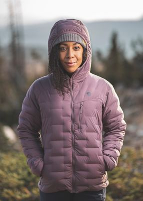 Portrait of MHW ambassadors Genevive Walker wearing the Super/DS™ Stretchdown Hooded Jacket outside of Salt Lake City
