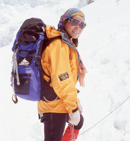Our current squad has tried to find this woman’s name to no avail. Part of the Everest team in 1996 with Ed Viesturs, her merging of technical gear with her own joyous mountain style inspires our approach to our kits today. Image: MHW Archives.