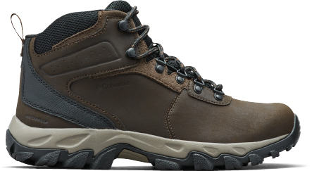 A traditional brown hiking boot.