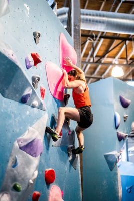 Kyra climbing.