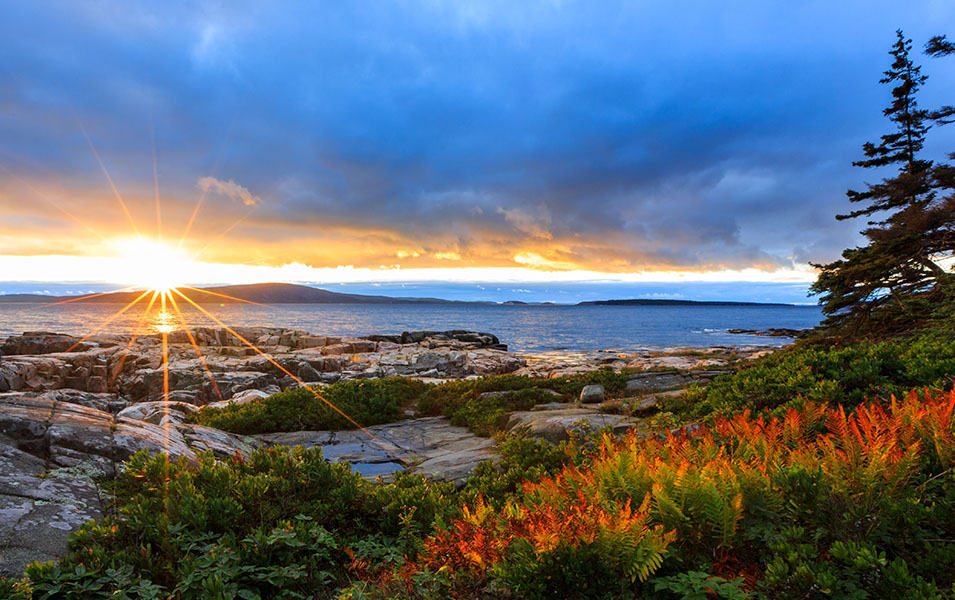 A beautiful fall coastline is pictured at Acadia National Park in Maine. 
