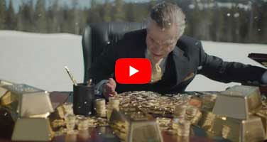 Video still and play button for Fools Gold Ad spot