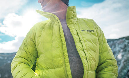 A man wearing a jacket with Double Wall technology. 