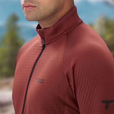 Close-up of half zip design.