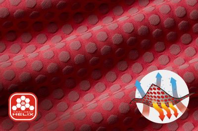 Close up of Omni Heat Helix fabric showing the hexagonal performance heat cells.