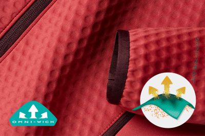 Close up of Omni Heat Helix fabric showing the hexagonal performance heat cells from the outside.
