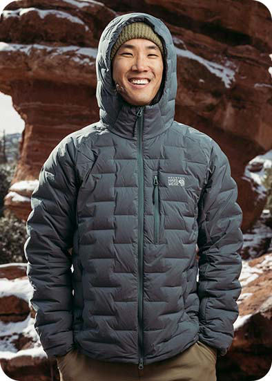 Mens Blue Spruce Small Mountain Hardwear StretchDown Jacket 