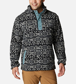 Man in a patterned fleece.
