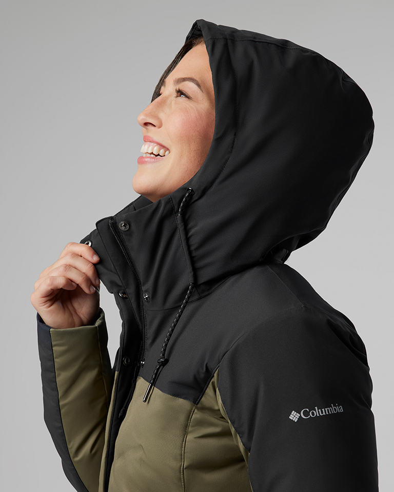 A woman in a warm jacket.
