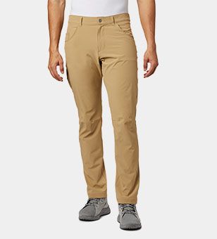 A man wearing Columbia pants. 