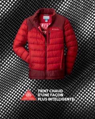 A red puffy jacket. 