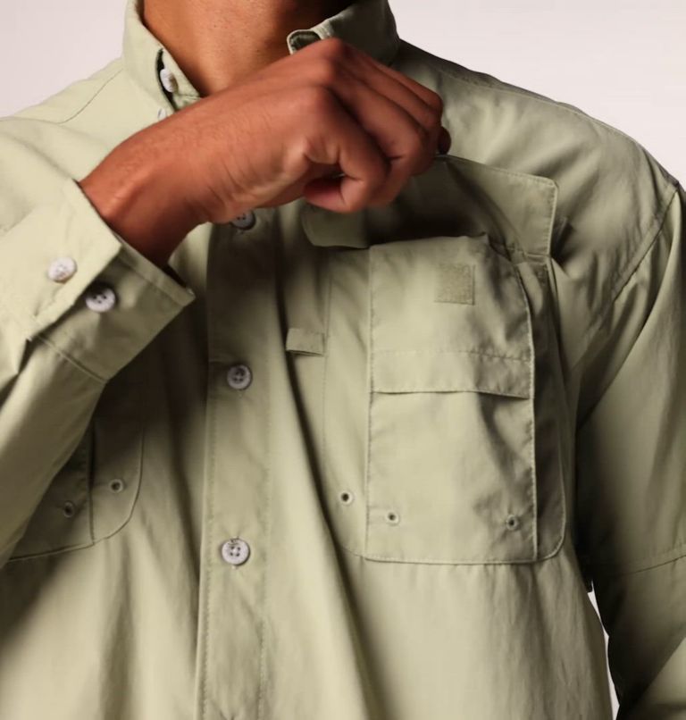 Men’s PFG Bahama II Long Sleeve Shirt, Color: Smokey Sage