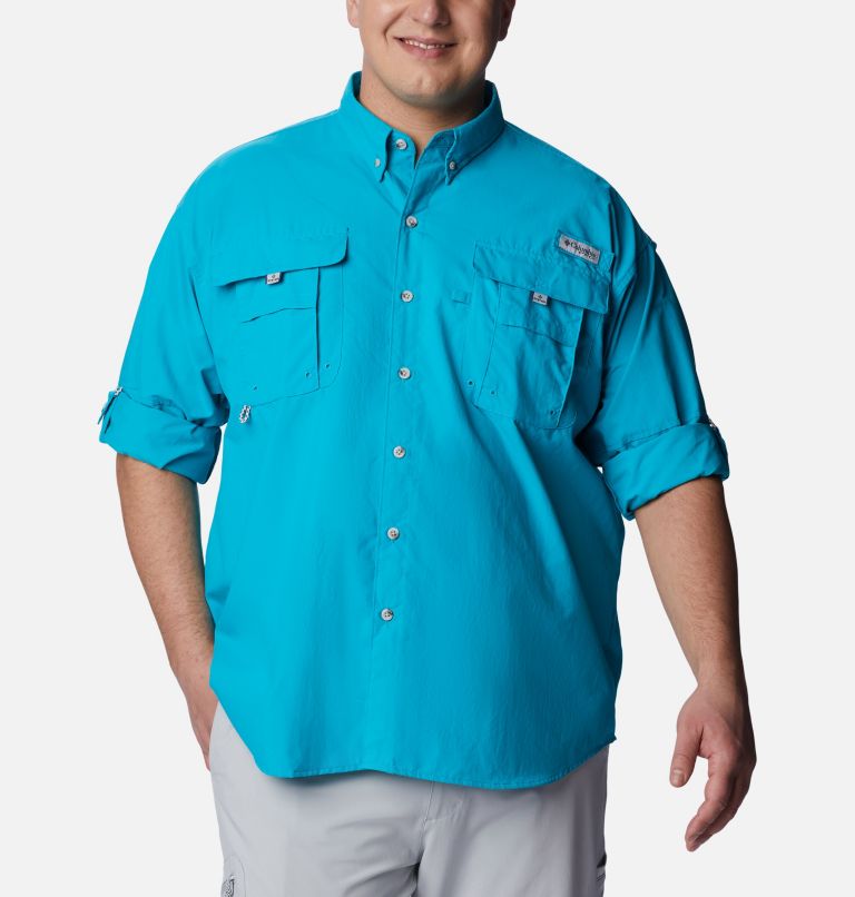 Thumbnail: Men’s PFG Bahama II Long Sleeve Shirt - Big, Color: Ocean Teal, image 6