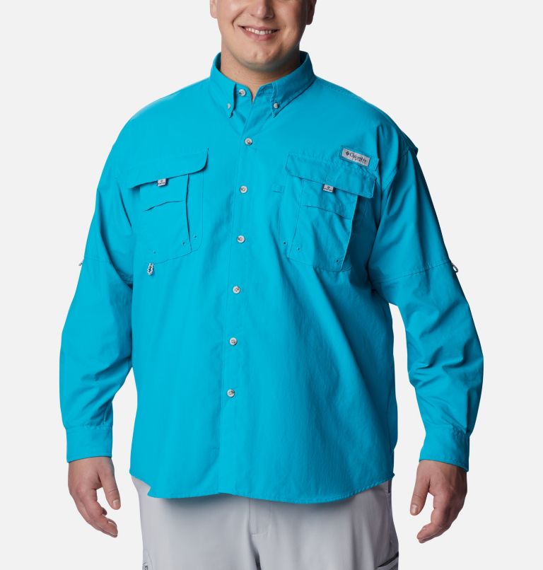 Thumbnail: Men’s PFG Bahama II Long Sleeve Shirt - Big, Color: Ocean Teal, image 1