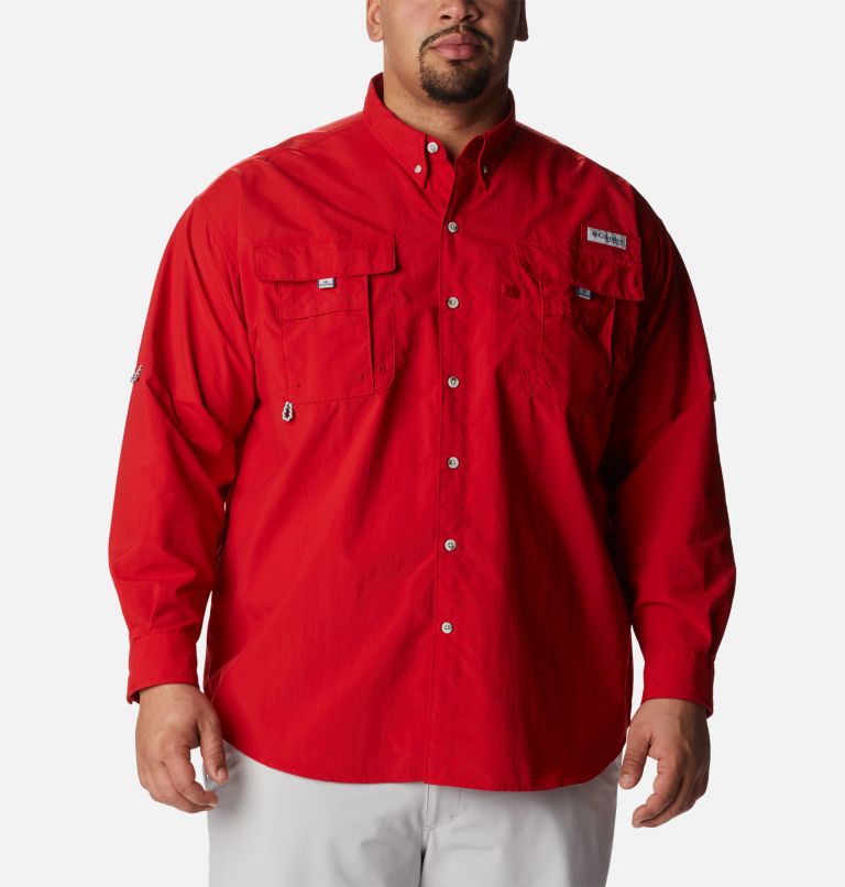 Men's Red Ole Miss Columbia PFG Short Sleeve Vented Fishing Shirt Large