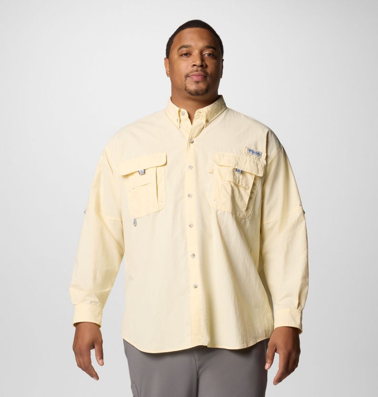 Men’s PFG Bahama II Long Sleeve Shirt - Big, Color: Lemon Wash, image 1
