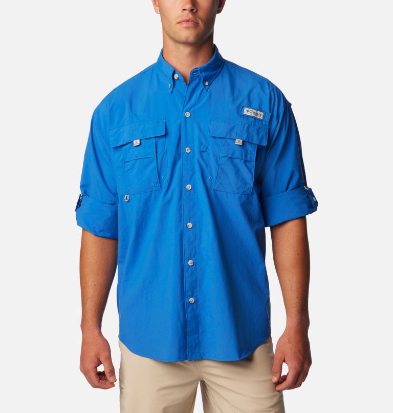 Thumbnail: Men’s PFG Bahama II Long Sleeve Shirt - Tall, Color: Vivid Blue, image 6