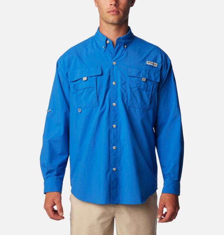Columbia PFG Fishing Shirt Long Sleeve M Navy Blue Nylon Omni