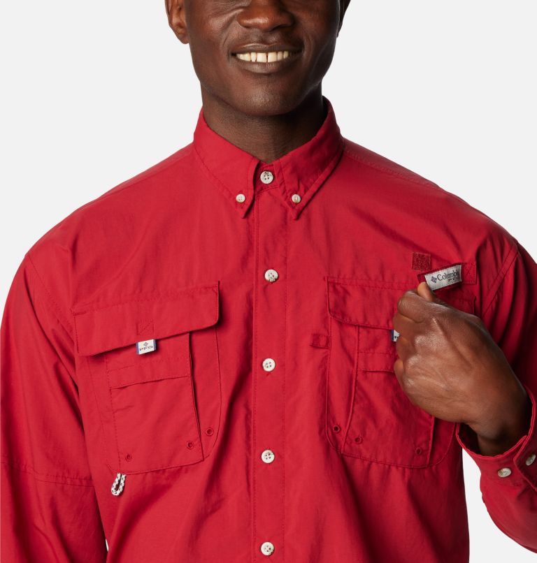 Thumbnail: Men’s PFG Bahama II Long Sleeve Shirt - Tall, Color: Beet, image 4