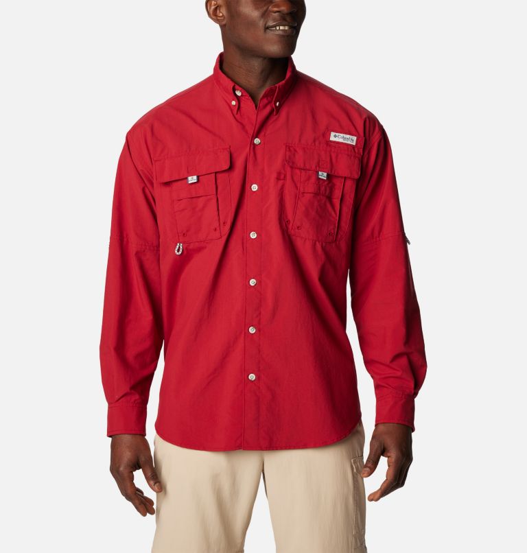 Thumbnail: Men’s PFG Bahama II Long Sleeve Shirt - Tall, Color: Beet, image 1