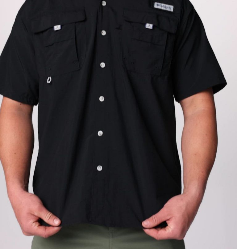 Men’s PFG Bahama II Short Sleeve Shirt, Color: Black