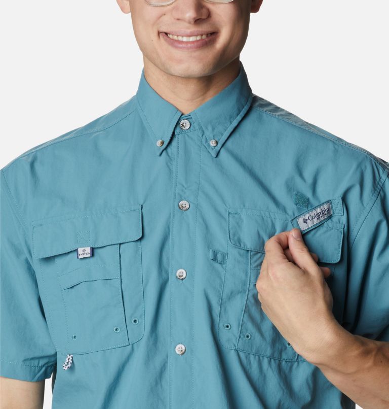 Men’s PFG Bahama II Short Sleeve Shirt, Color: Tranquil Teal, image 4