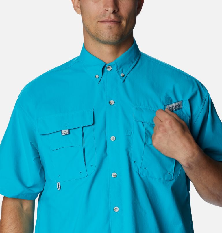 Thumbnail: Men’s PFG Bahama II Short Sleeve Shirt - Tall, Color: Ocean Teal, image 4