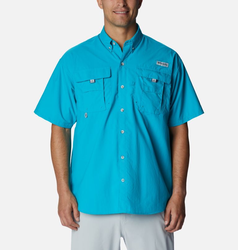 Thumbnail: Men’s PFG Bahama II Short Sleeve Shirt, Color: Ocean Teal, image 1