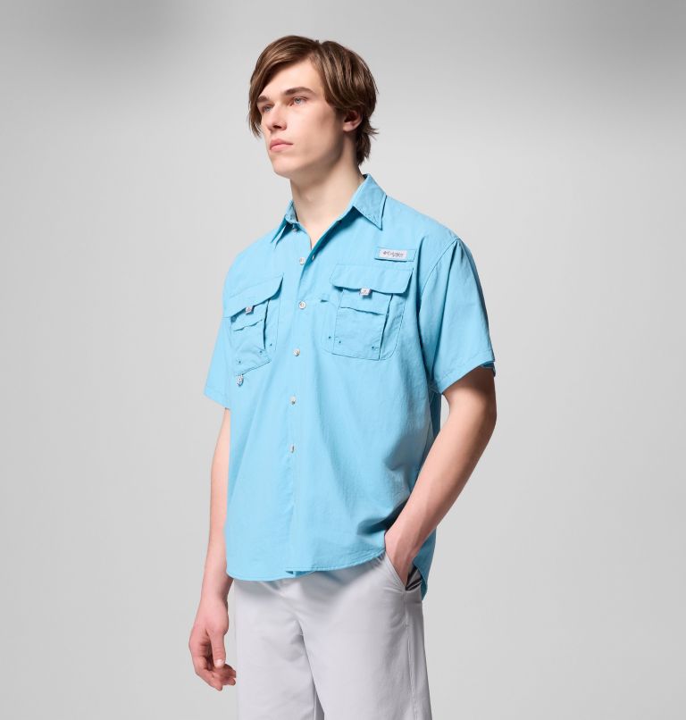 Men’s PFG Bahama II Short Sleeve Shirt, Color: Vintage Blue, image 4