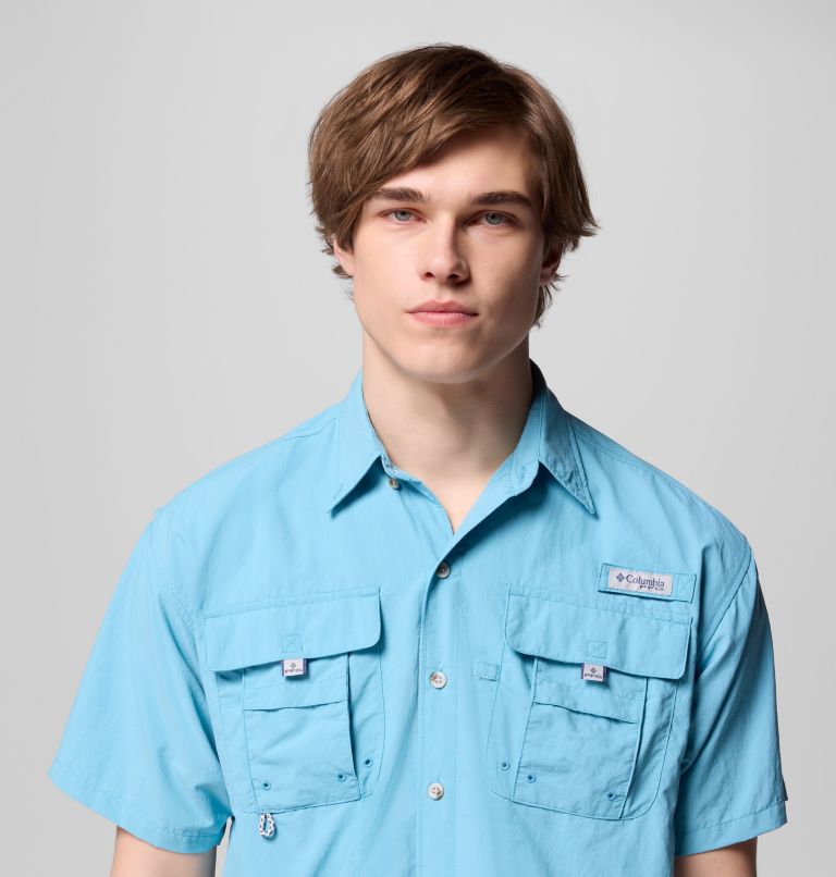 Men’s PFG Bahama II Short Sleeve Shirt, Color: Vintage Blue, image 5