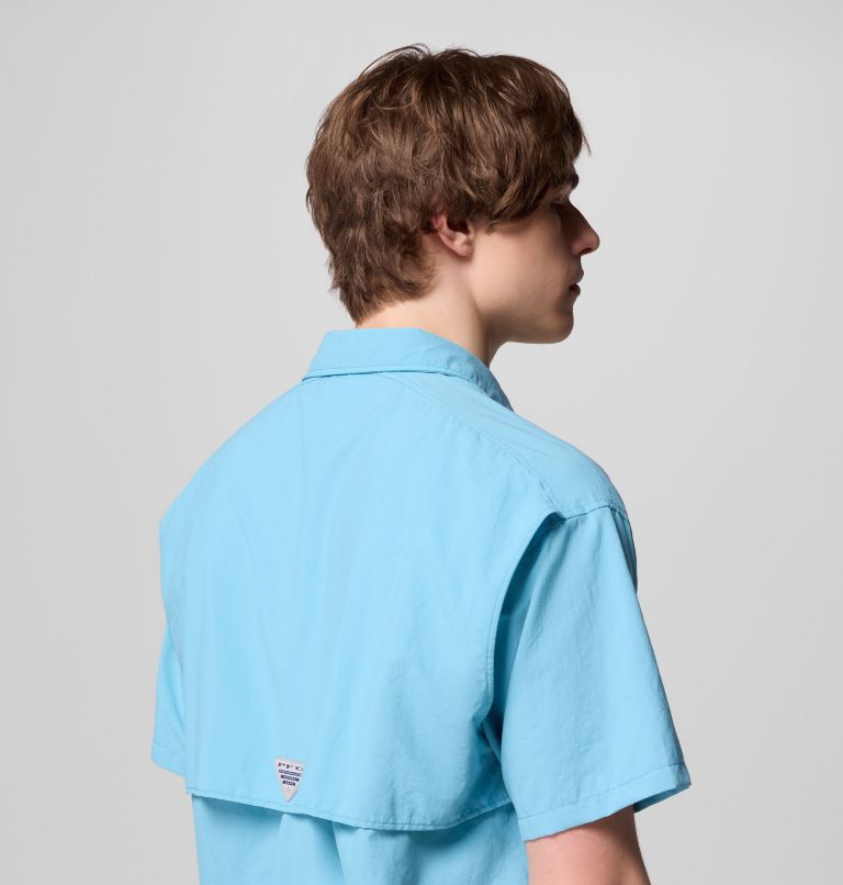 Men’s PFG Bahama II Short Sleeve Shirt, Color: Vintage Blue, image 6