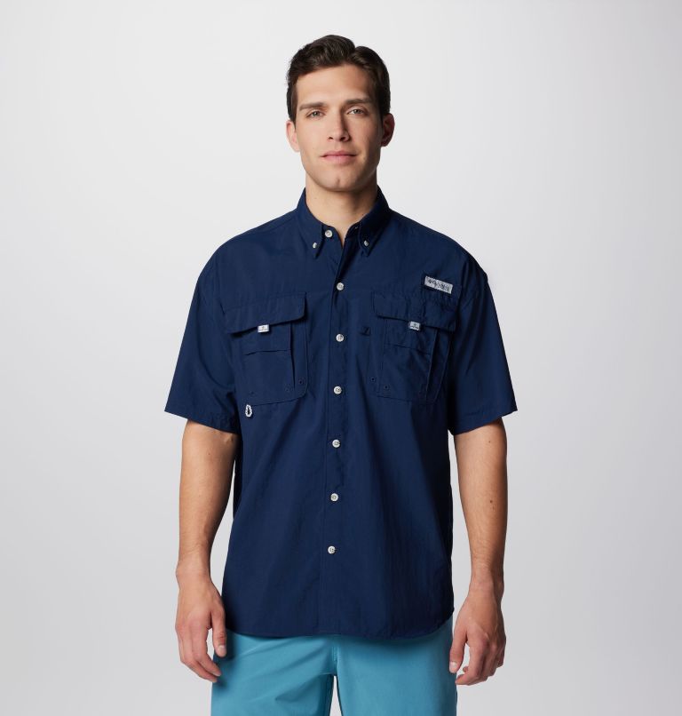Columbia PFG Sportswear Fishing Shirt Embroidered Blue Short Sleeve Mens  Large